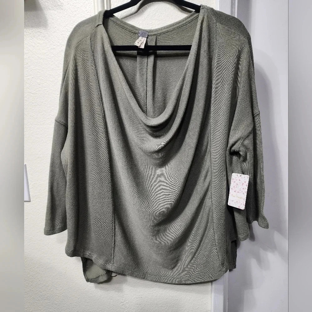 Free People Lucky Day Wrap Tee in Light Army Green NWT - Size Small